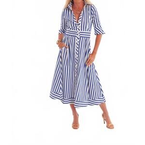 NEW CK BRADLEY monaco dress in navy white stripe